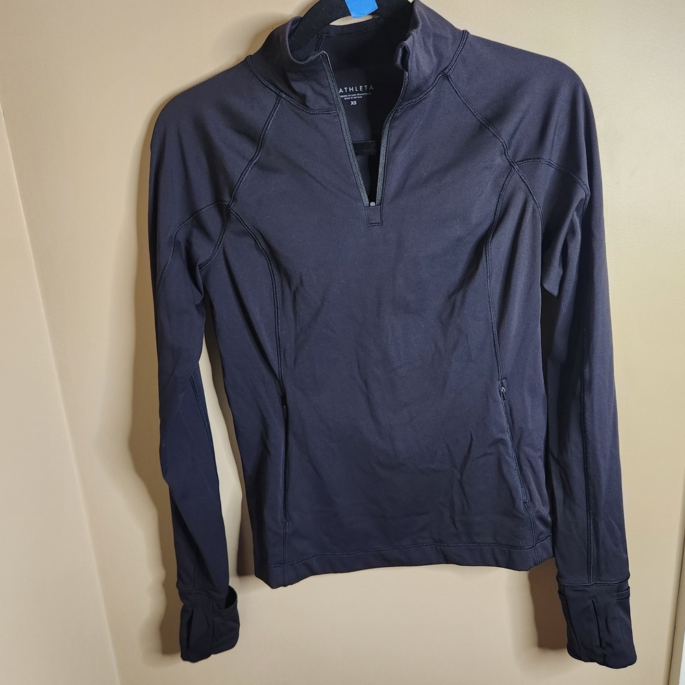 Athleta Ranier Half Zip Top Black XS 631803